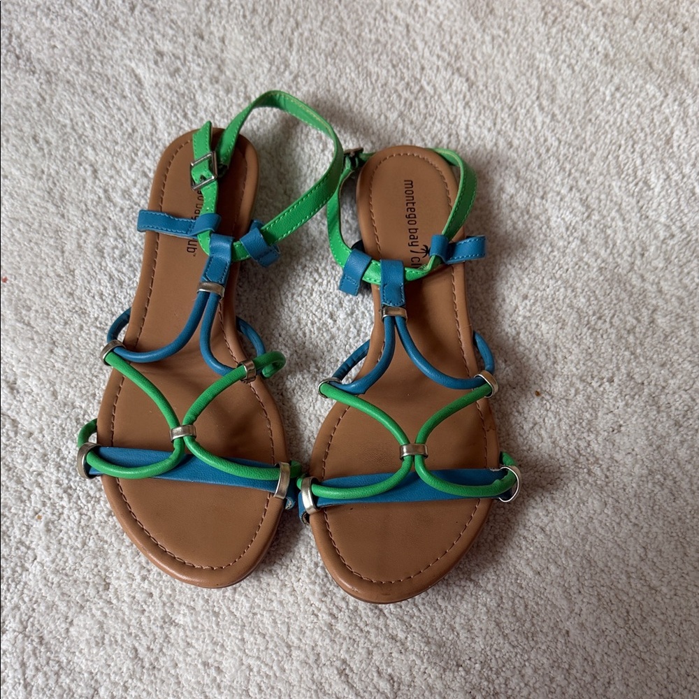Montego Bay Club Green and Blue Strappy Women's Sandals